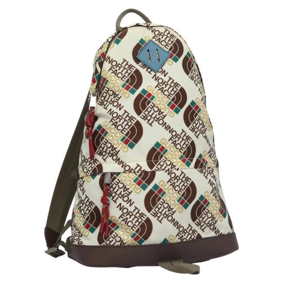 GUCCI GUCCI x THE NORTH FACE Backpack Nylon Cream 650288 Auth MY182V - Picture 1 of 15